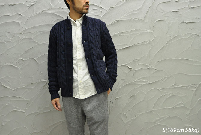 STEVENSON OVERALL Indigo Cable Knited Cardigan