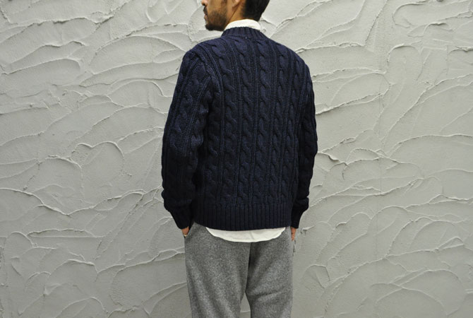 STEVENSON OVERALL Indigo Cable Knited Cardigan