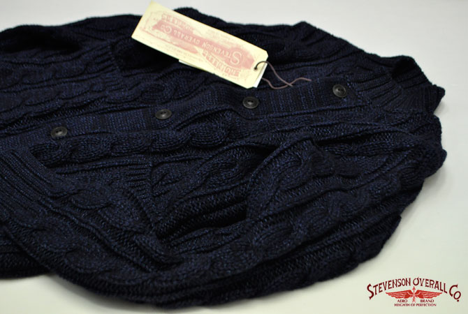 STEVENSON OVERALL Indigo Cable Knited Cardigan