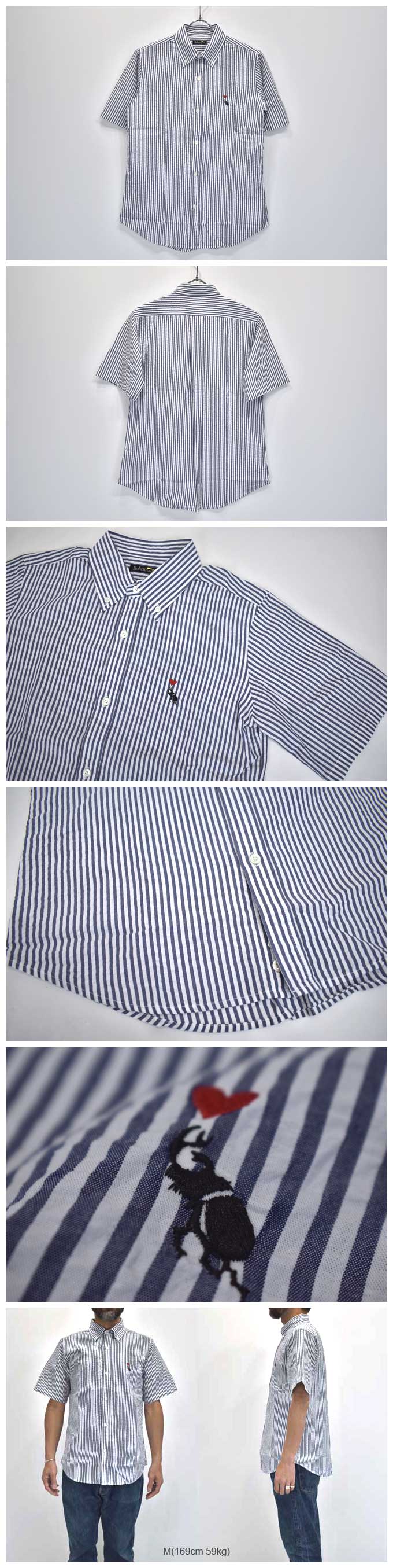 Bohemians BD S/S Shirts(Seersucker Stripe)