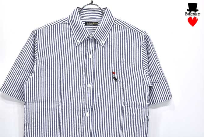 Bohemians BD S/S Shirts(Seersucker Stripe)